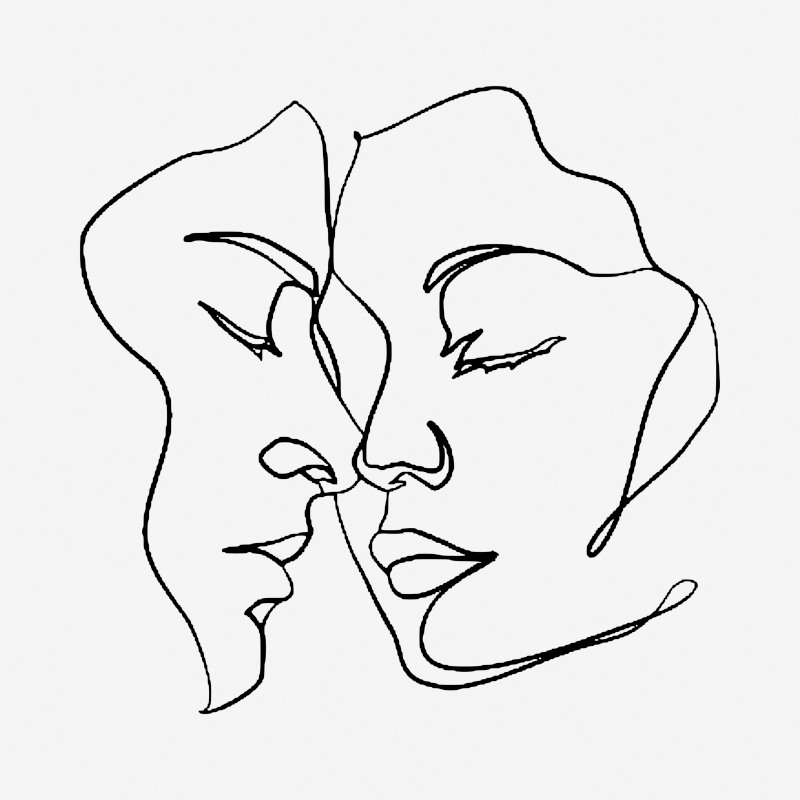 Couple Portrait Line Drawing